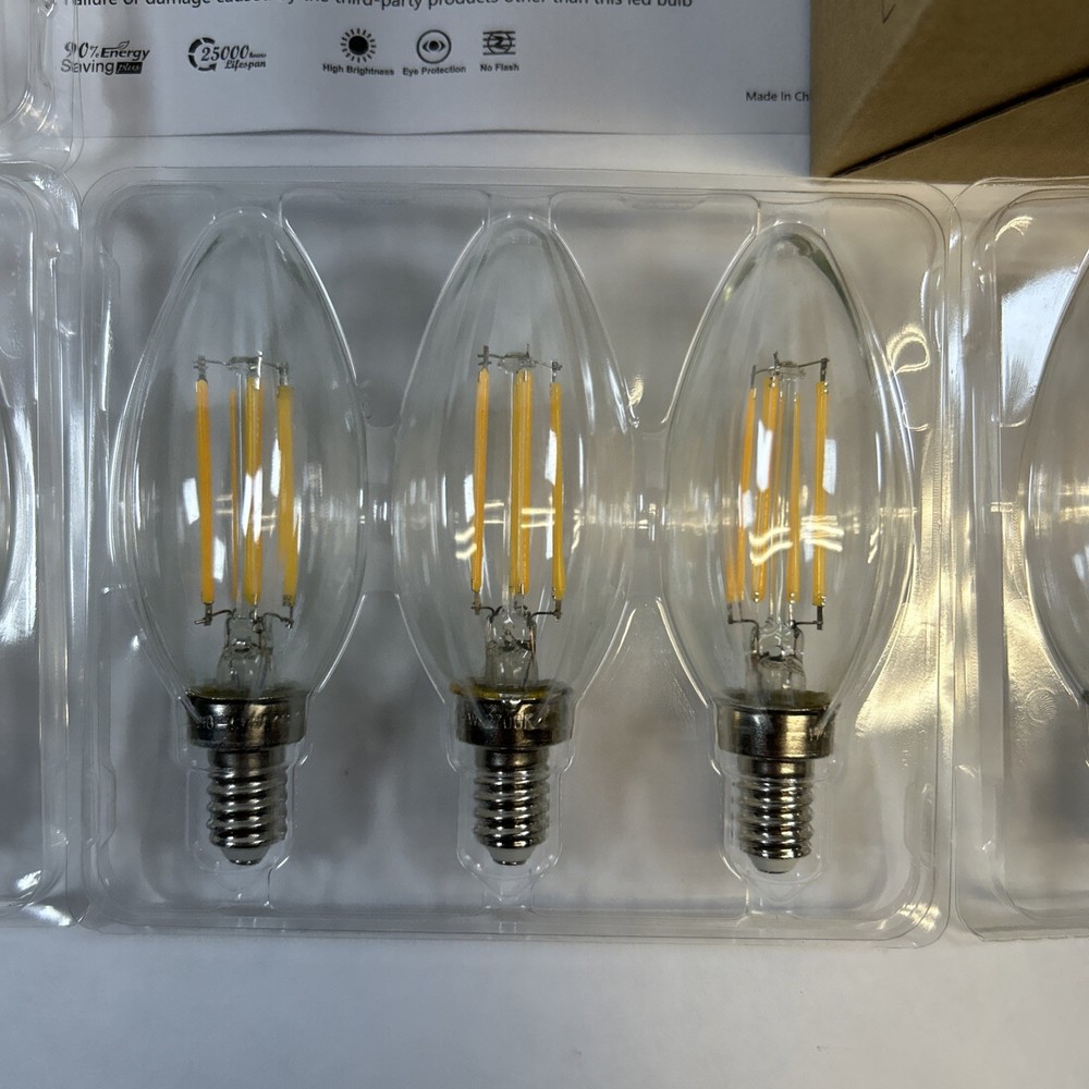 12 Pack Dimmable E12 Candle Light Bulbs LED 4W Candelabra Bulb