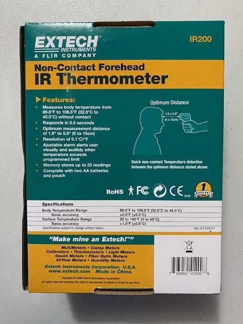 Extech IR200 Non-Contact Forehead Infrared Thermometer