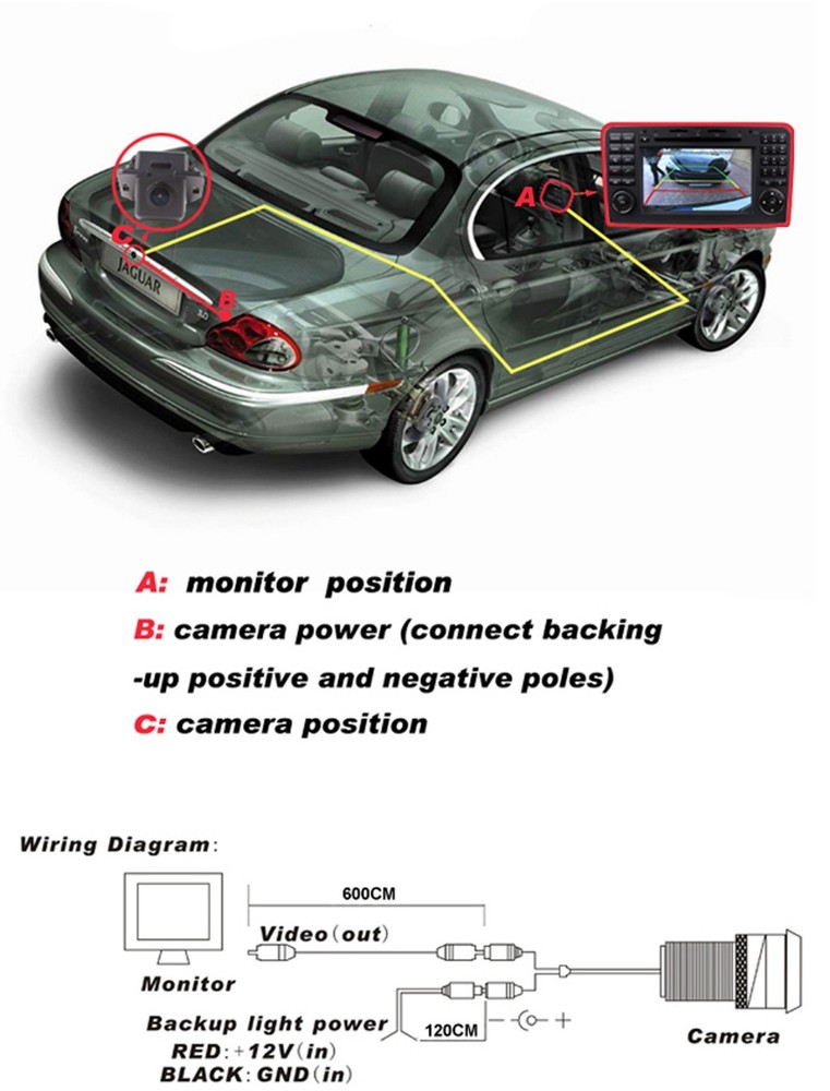 NTSC Auto Reverse Car Rear View Backup Camera For Dodge Durango 2011-2013 +Guide