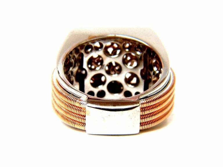 French Deco Style 925 Two Tone Solid Silver With Brilliant Round Cut CZ Men Ring