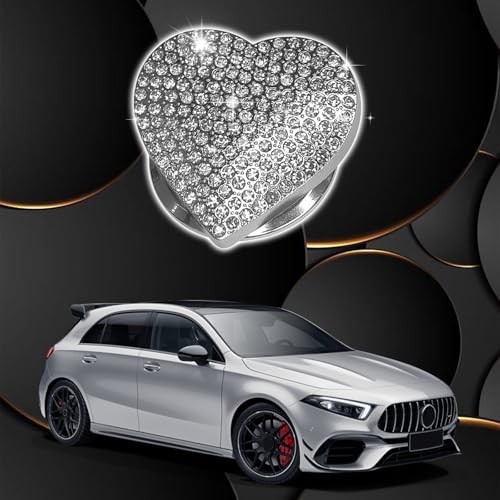 Heart Shape Car Engine Start Button Cover, Sparkly Rhinestone Ignition White