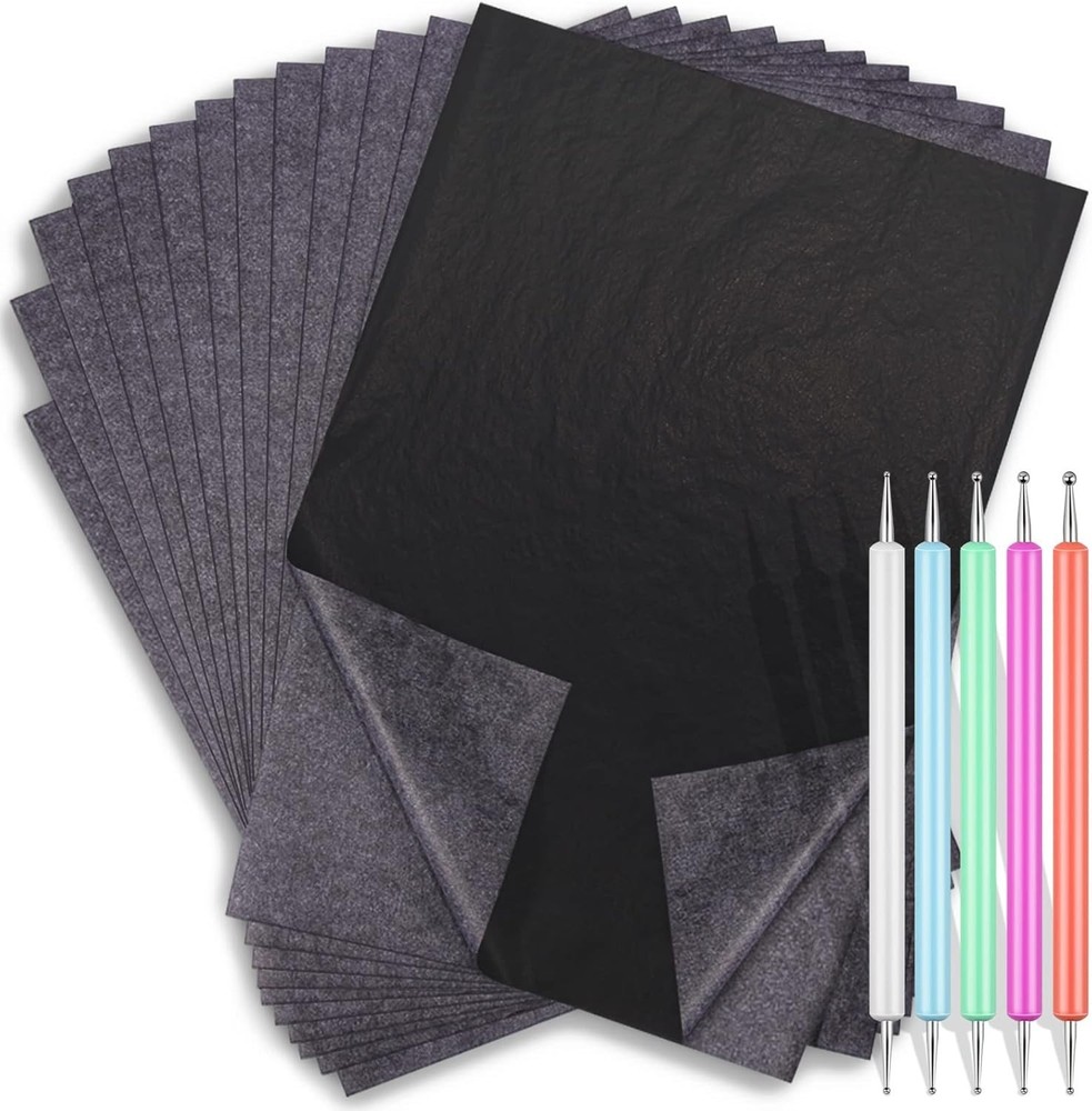 Carbon Transfer Paper Kit - 30 Sheets & 5 Embossing Tools, 8.5" x 11"