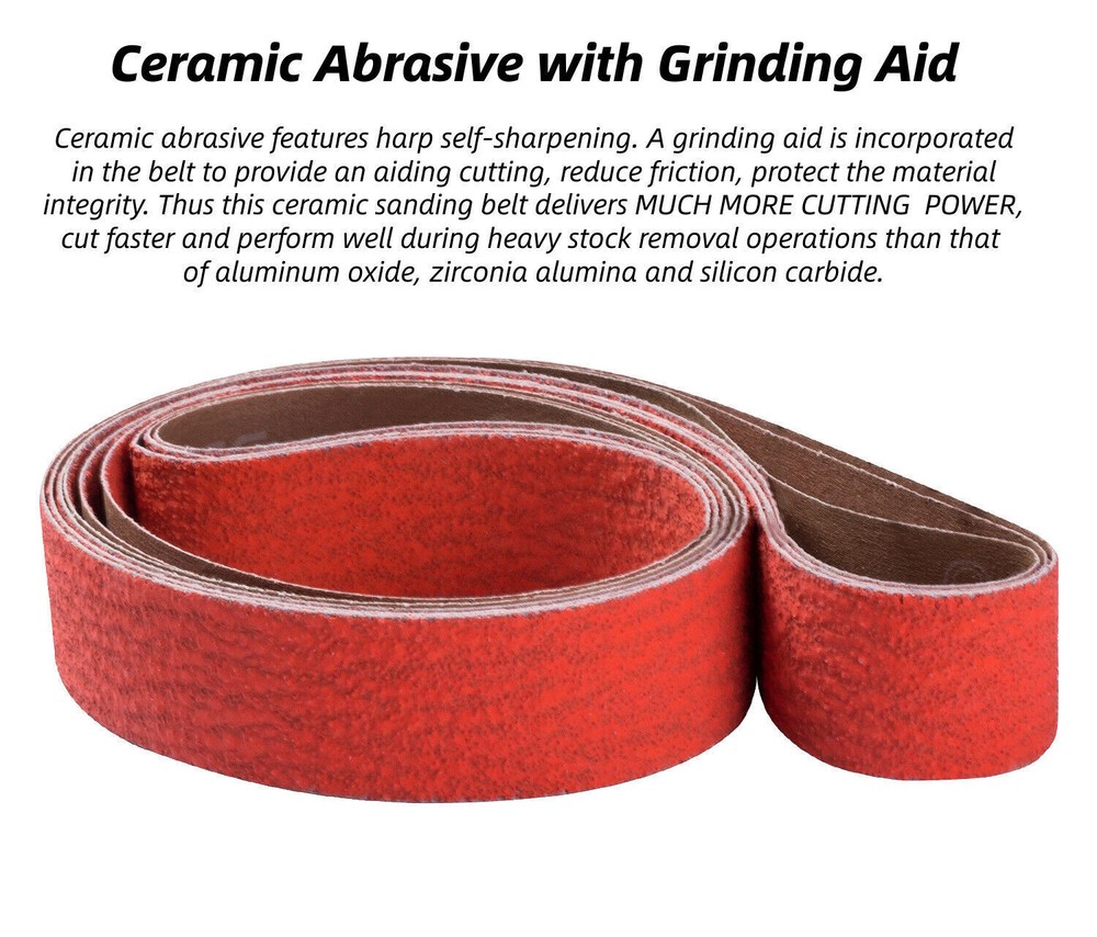 2 X 72 Inch 120 Grit EdgeCore Ceramic Grinding Sanding Belts 6 Pack