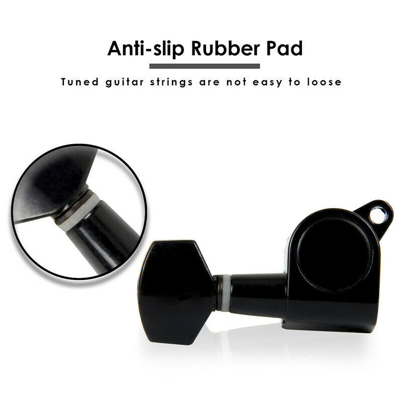 Black 6R Inline Guitar String Tuning Peg Tuner Machine Head for Strat TL