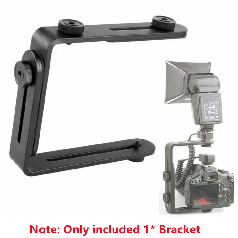 Aluminum L-Shape Flash Bracket Flashlight Camera Holder Mount For DSLR Camera