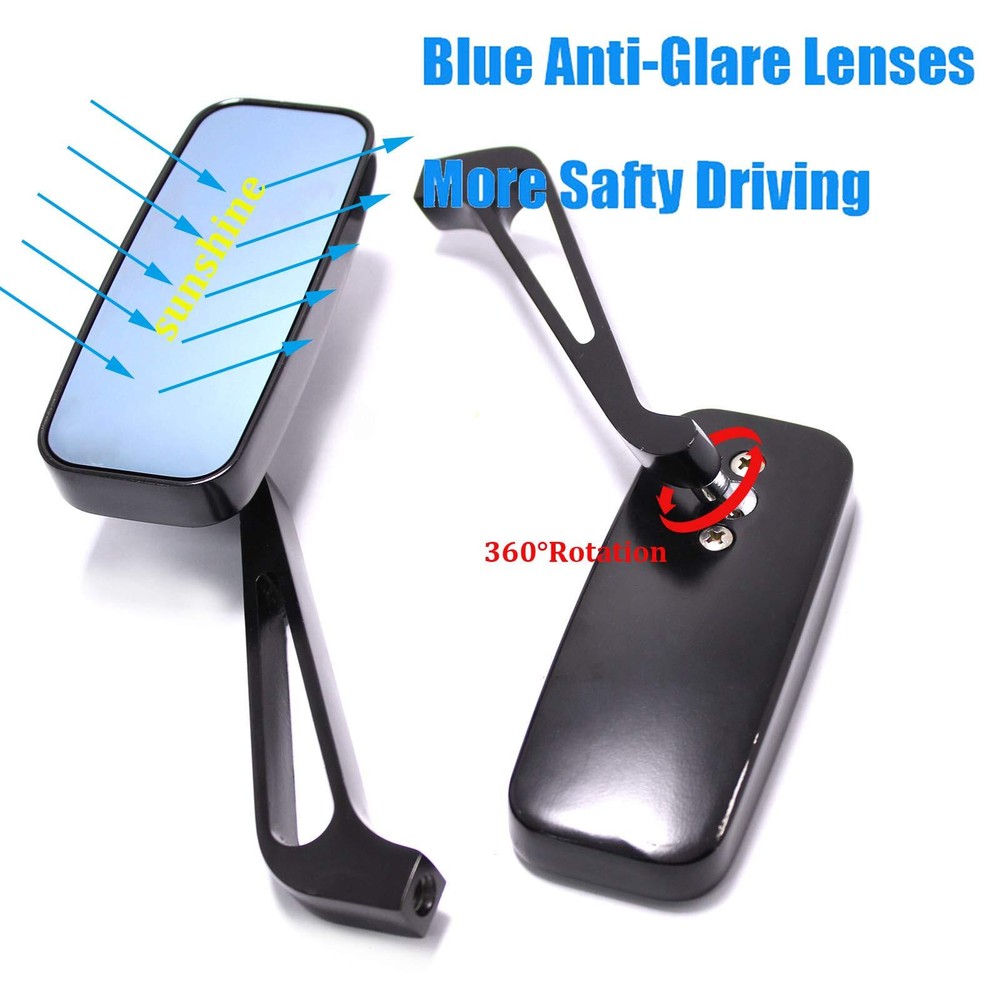 Rectangle Rearview Mirrors Black For Harley Davidson Softail Fat Bob 2018 2019