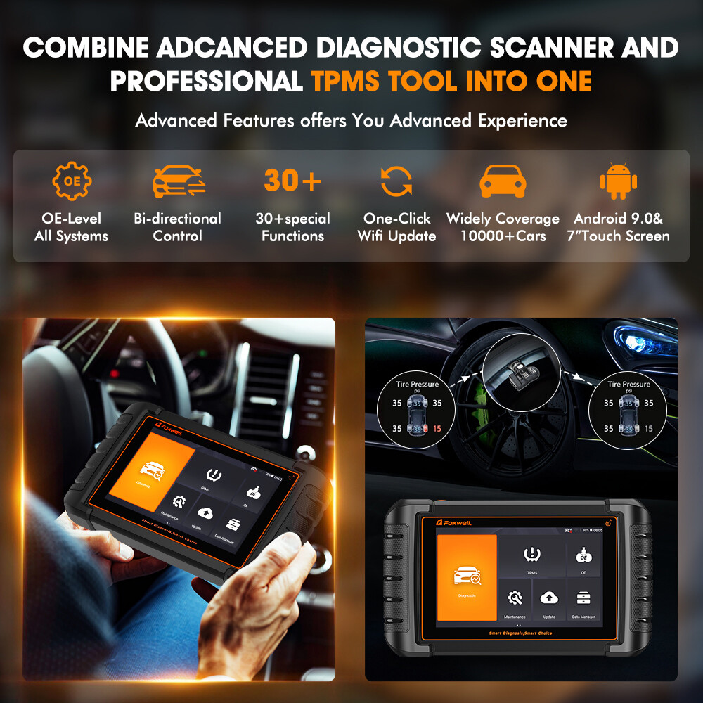 Foxwell NT809 TS Bidirectional Scanner OBD2 TPMS Programmer Tool Code Reader