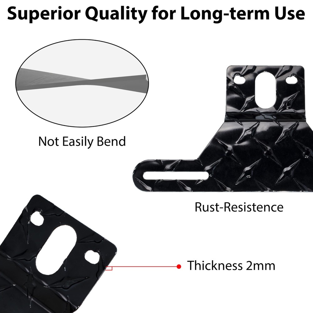 Universal Trailer License Plate Bracket Frame, Holder, Black