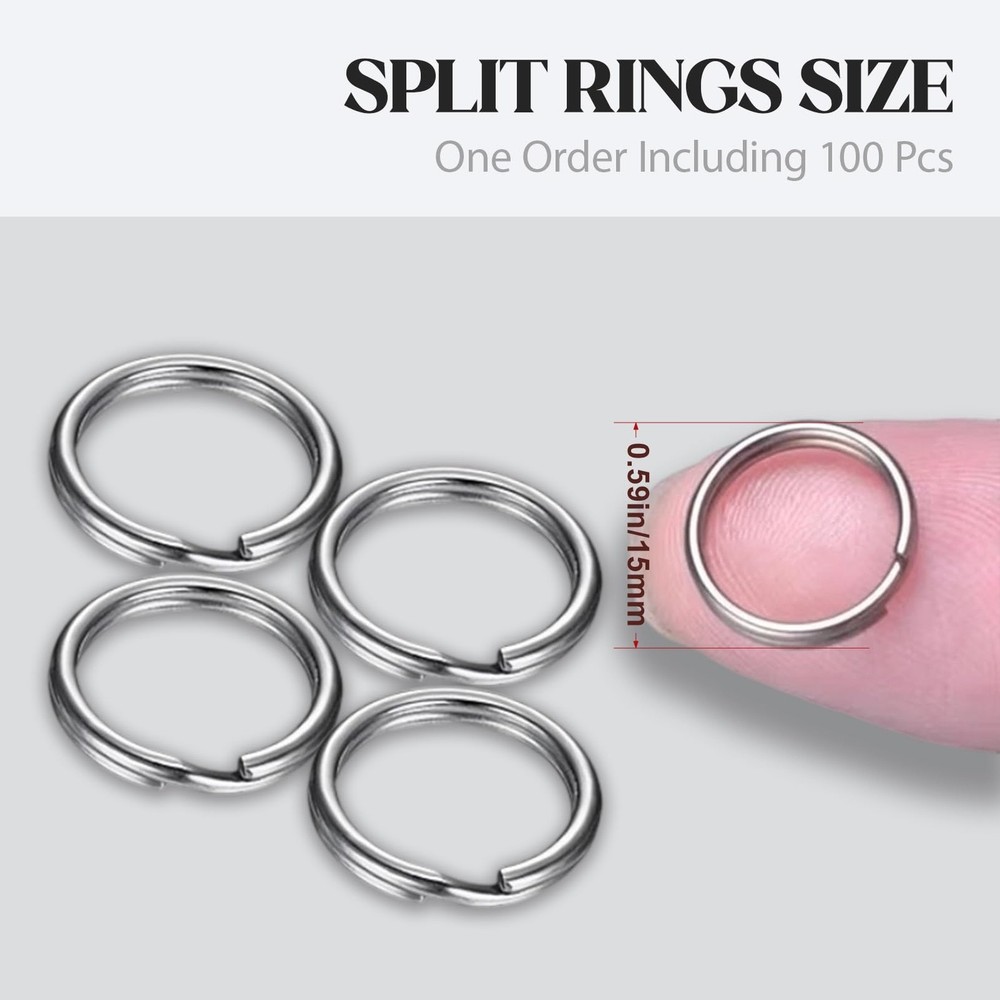 1/2" Small Split Key Rings Silver 100 pcs 1/2 inch (15mm), silver 100pcs