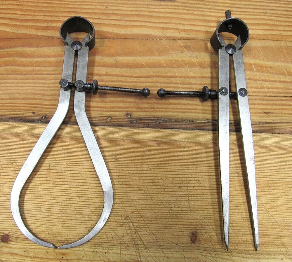 2 MACHINEST INSIDE DIVIDER COMPASS UNBRANDED IN GOOD CONDITION