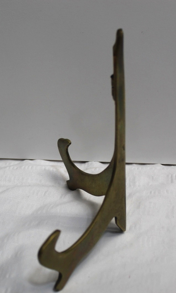 Vintage Heavy Solid Brass Easel Folding Display Stand 7" Tall