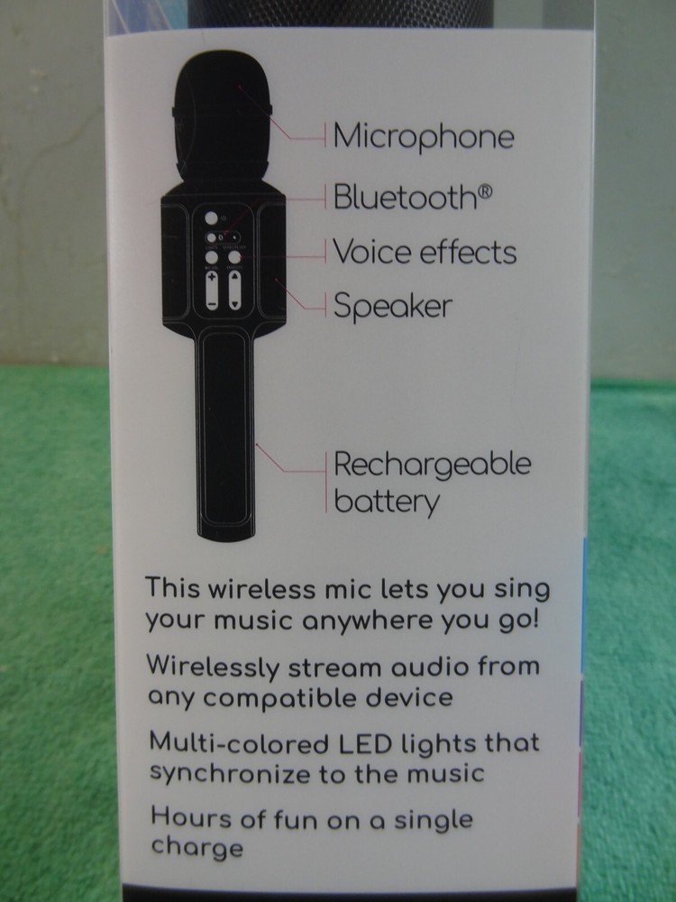 Singing Machine Move Mic Wireless Handheld Bluetooth Karaoke Microphone w/Speake