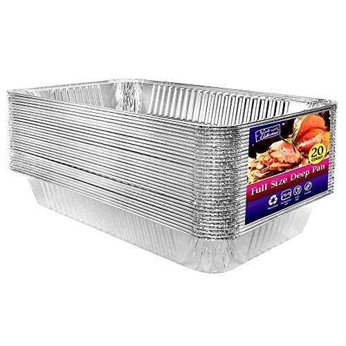 Aluminum Deep Foil Pans Full Size, Large Disposable Roasting & Baking 20 pack