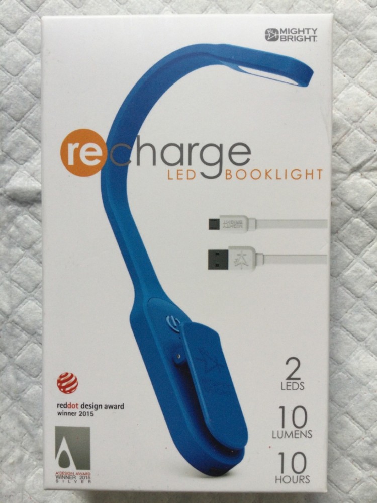 MIGHTY BRIGHT 2 LED   RECHARGEABLE BOOK LIGHT NEW BLUE