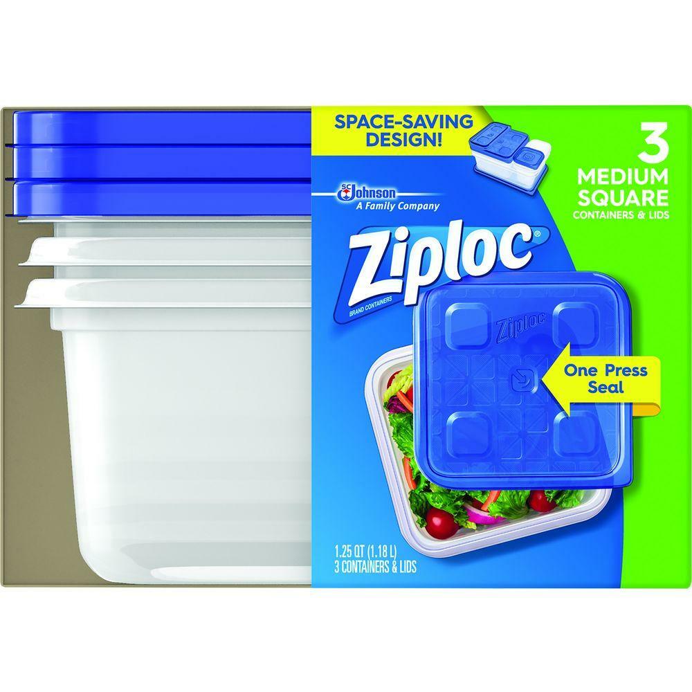 ZIPLOC MEDIUM SQUARE FOOD STORAGE CONTAINERS 1.25