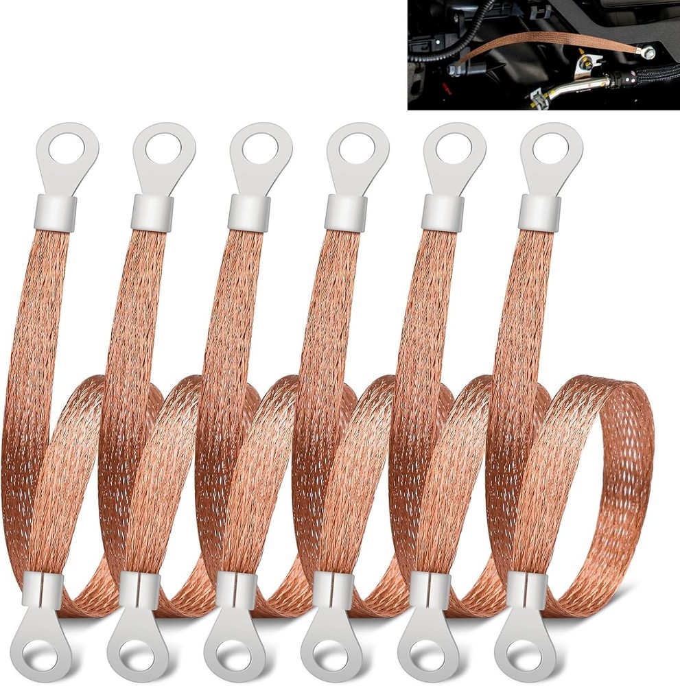 Braided Ground Wire 6 PCS 12in Engine Strap Copper