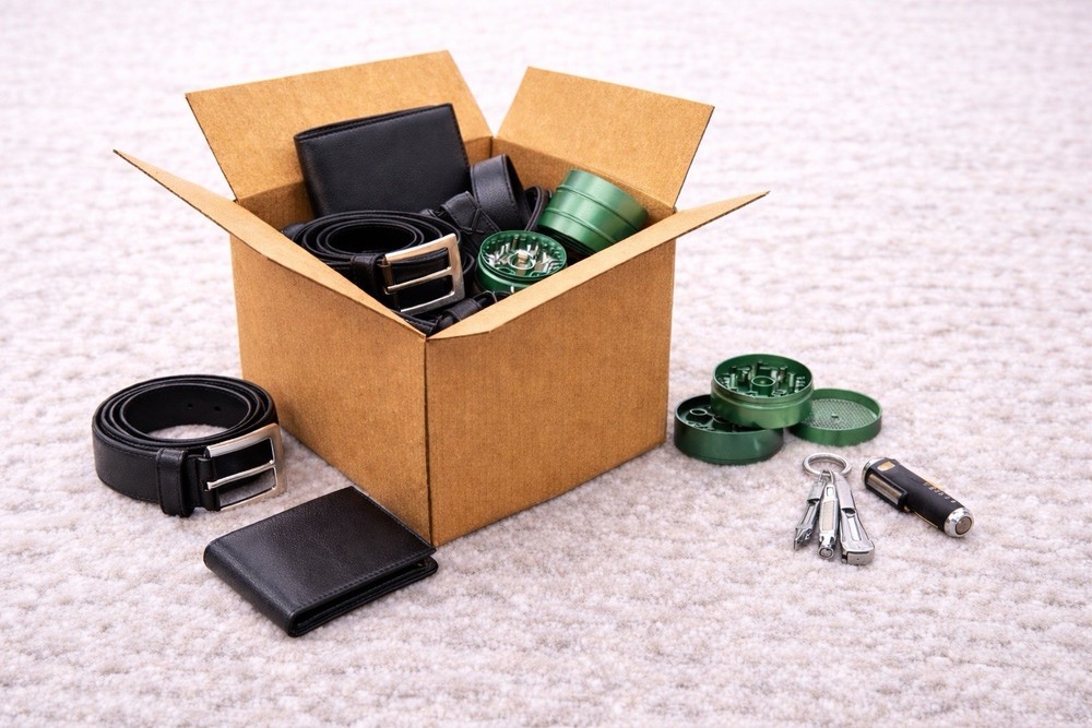 Men’s Accessories Bundle Set – Belt Wallet Grinder Gift Set