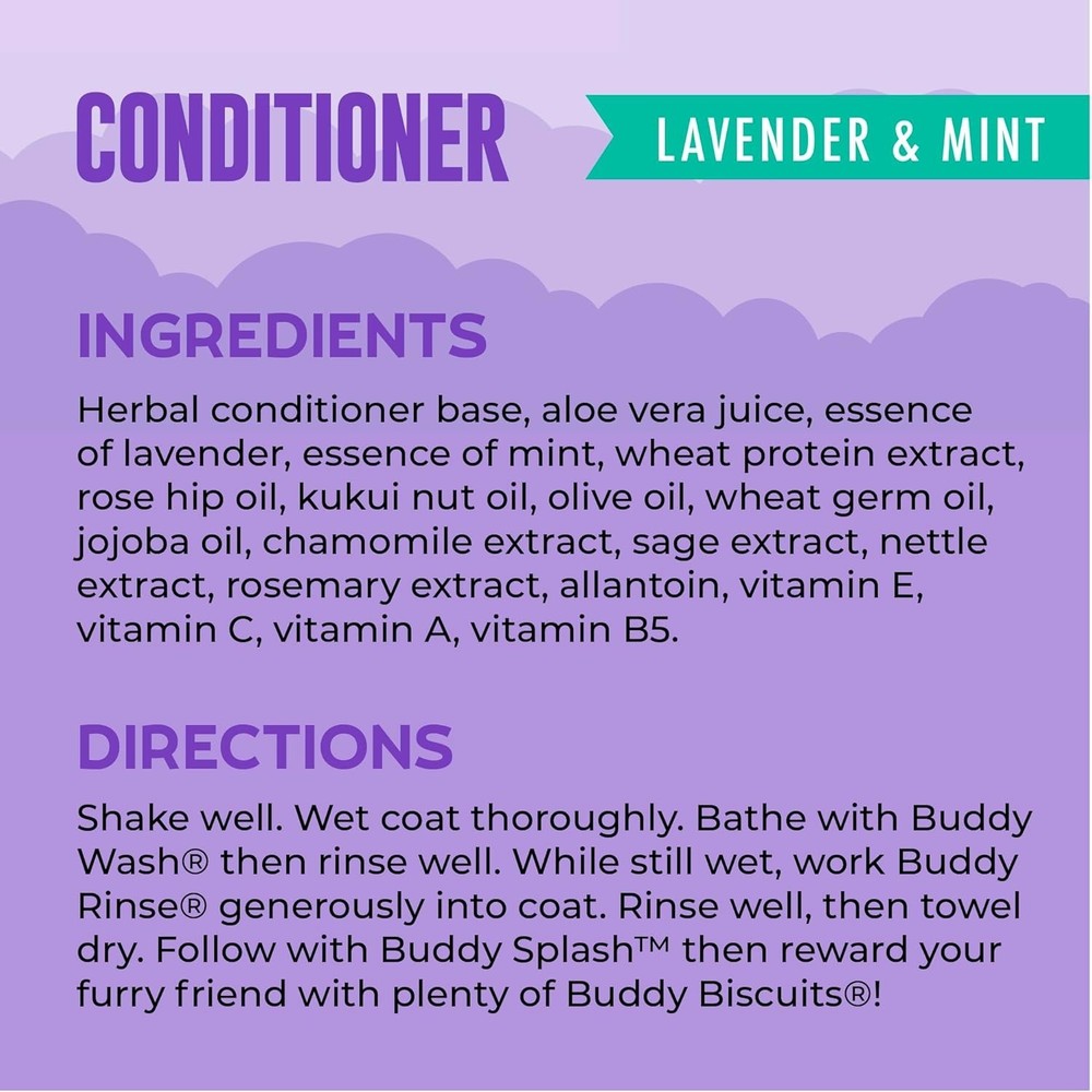 Buddy Rinse Conditioner - Lavender & Mint, 16 oz - Deep Conditioning for Dogs