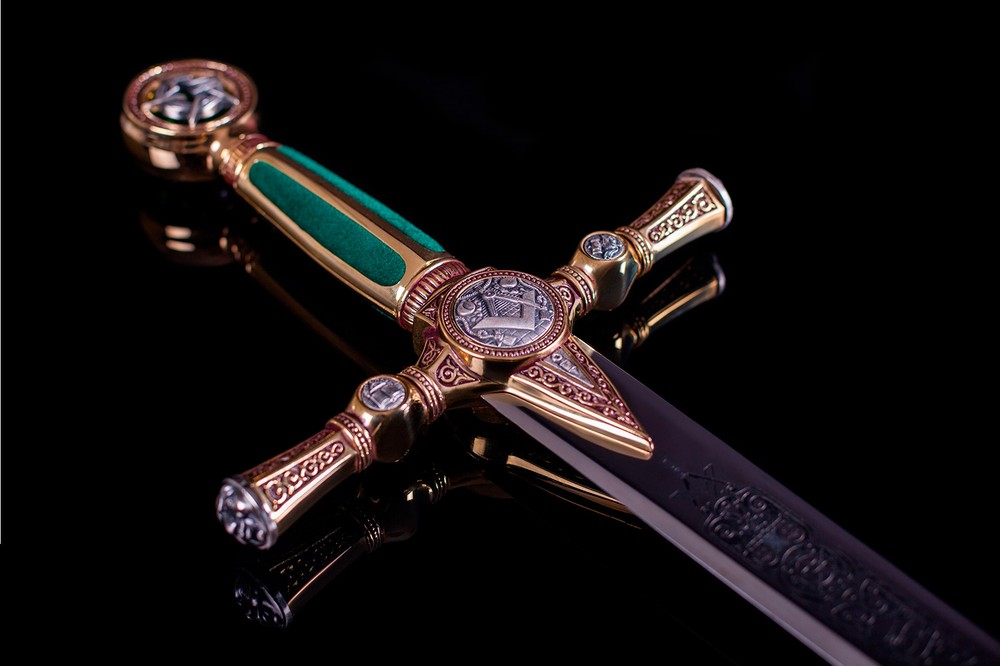 Masonic Sword Gold Engraved Deep