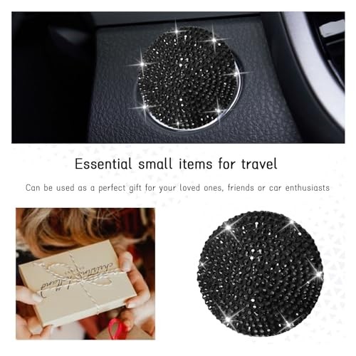 Bling Car Push Start Button Cover, Anti Scratch Ignition Protective Cap, Black