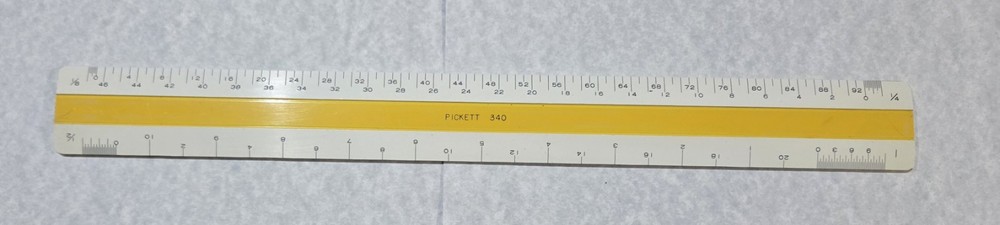 Vintage Pickett 340 Engineering/Drafting Ruler 12"