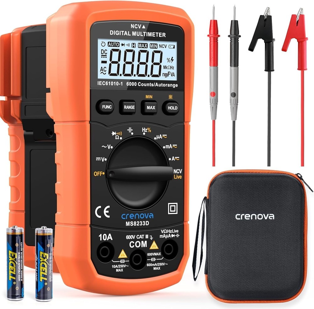Professional 6000-Counts Digital Multimeter for Accurate Voltage & Current Tests