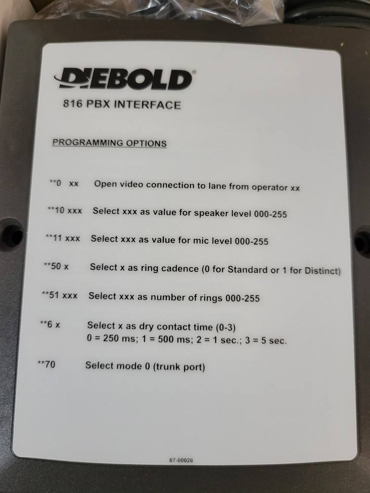 Diebold 816 PBX Interface Kit