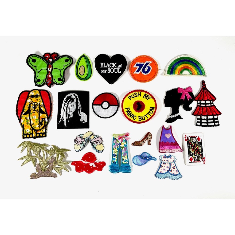 20 PC Assorted Sewing Applique Patches Iron on Sew On NEW Mixed