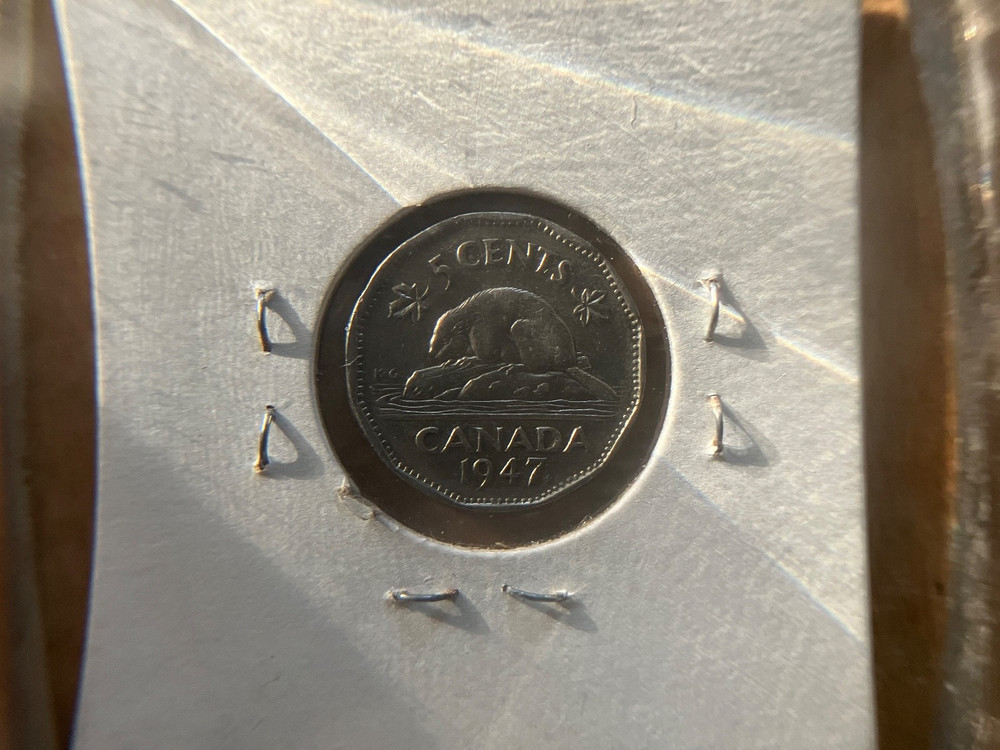 CANADA 1947 Dot Nickel 5 Cents Coin