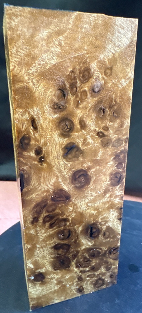 STABILIZED HYBRID GOLDEN TEAK BURL,KNIFE SCALE,TOOL HANDLE
