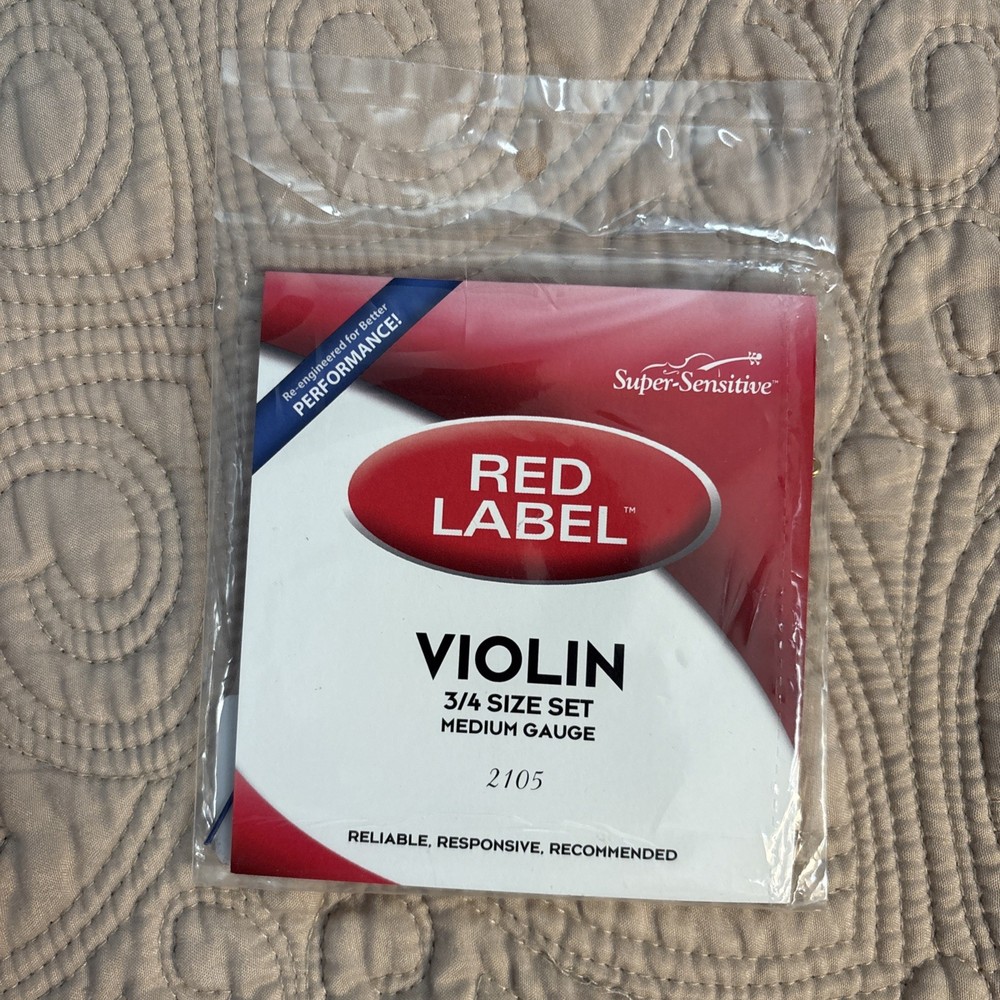 Super-Sensitive 2105 Red Label Violin String Set - 3/4 Size - Medium Gauge