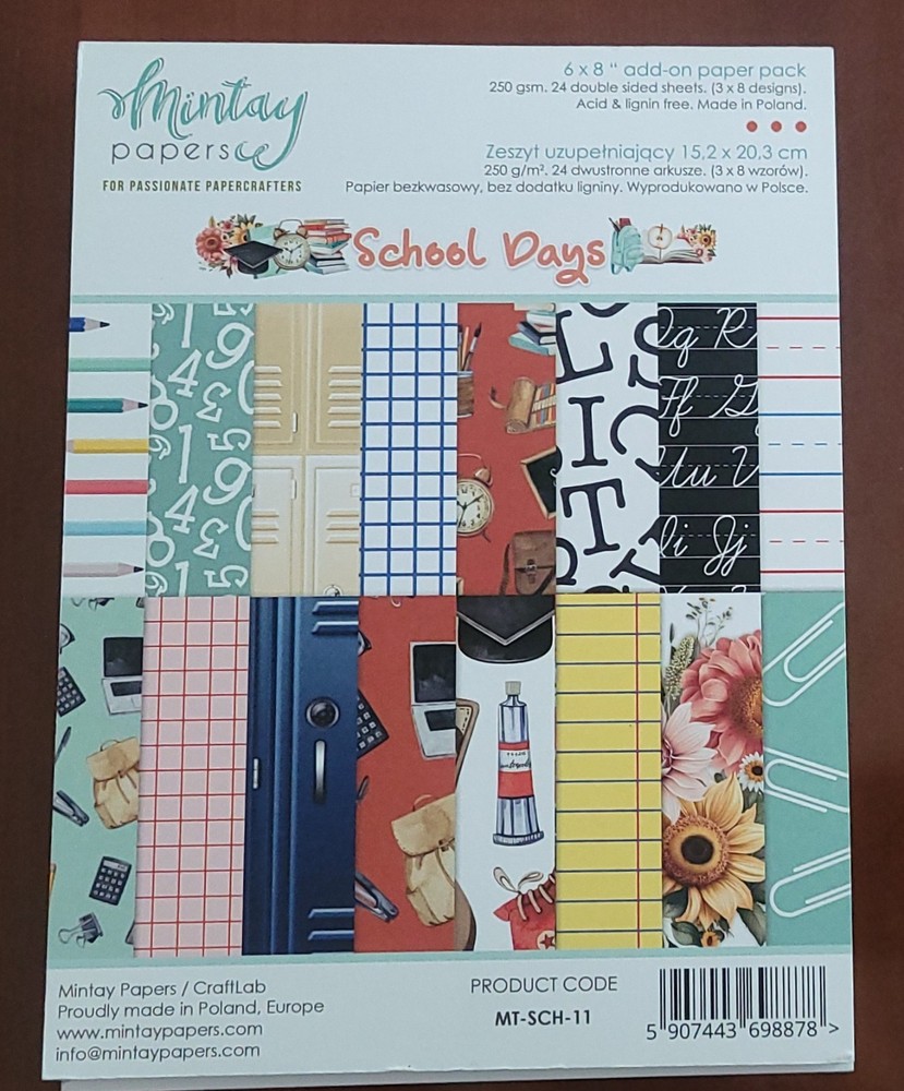 Mintay Papers - School Days 6X8 add on paper pack