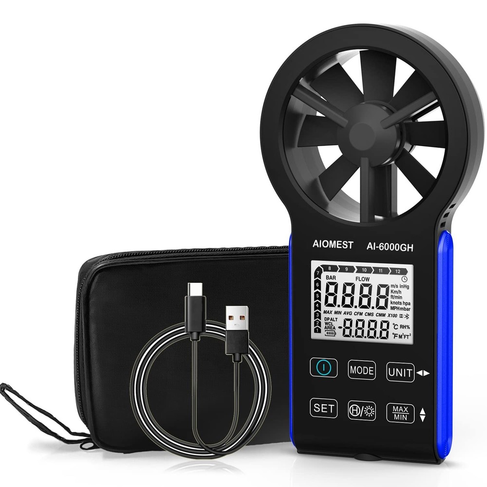 CFM Wind Speed Meter, Rechargeable Anemometer Measuring Wind Velocity, Test A...