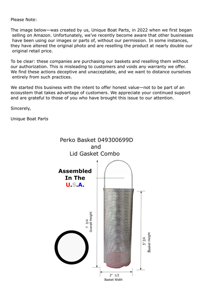 Perko sea strainer Basket 049300599D