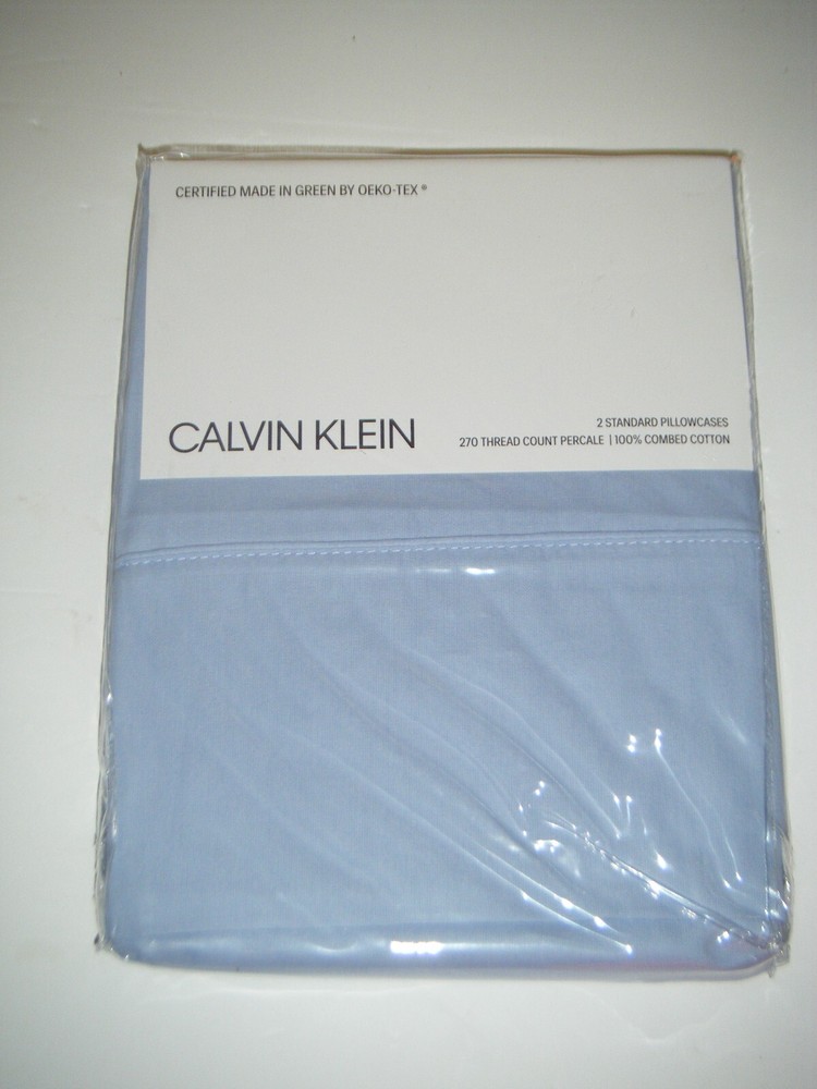 Calvin Klein 2 Standard Pillow Cases 270 Thread Count (Periwinkle Blue)