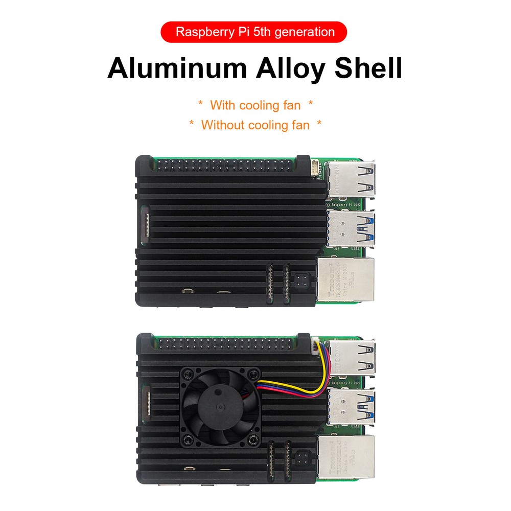 Metal Casing Raspberry pi5 Passive Cooling Casing Optional Cooling Fan US