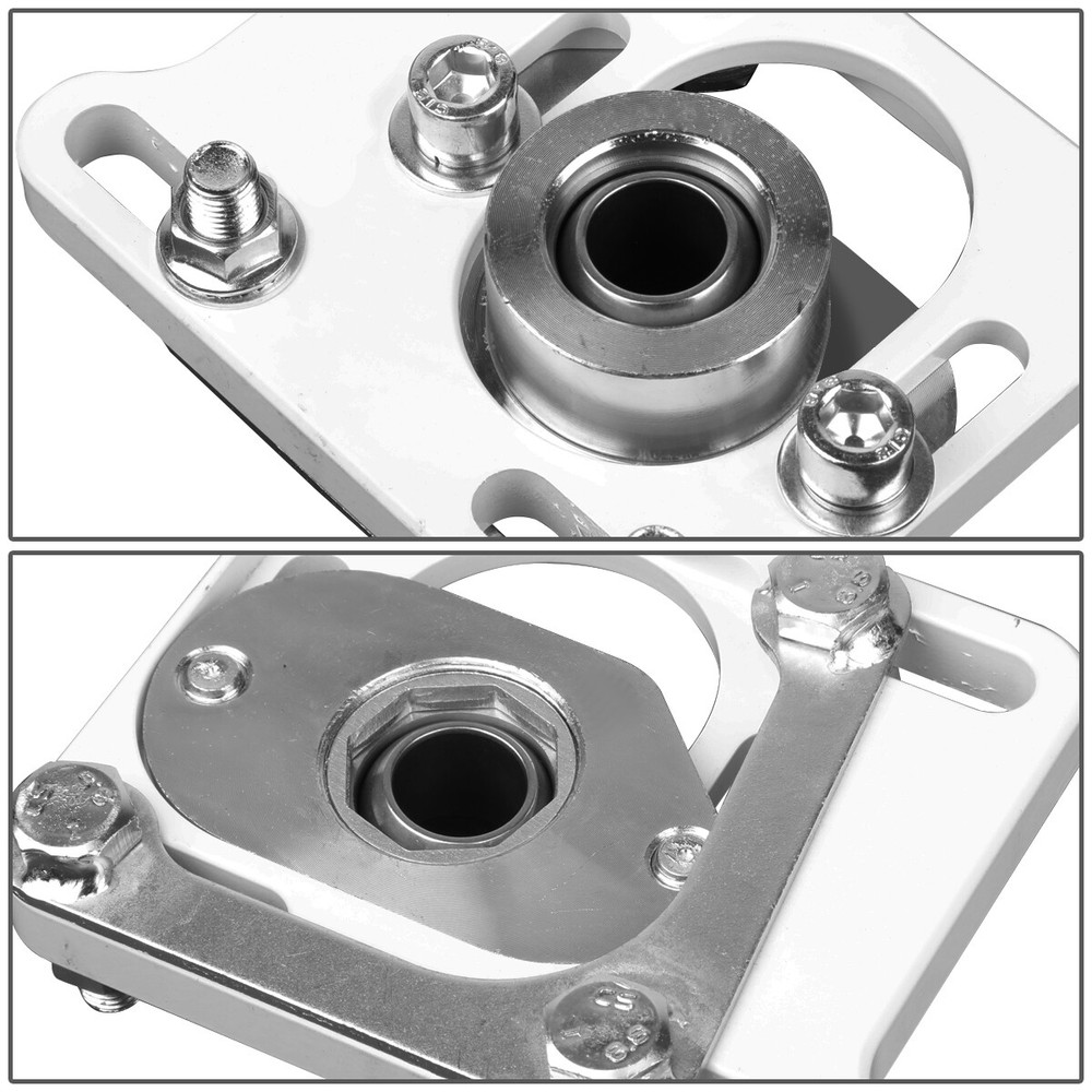 PAIR +/-2.5 ADJUSTABLE FRONT CAMBER CASTER PLATES FOR 94-04 FORD MUSTANG WHITE