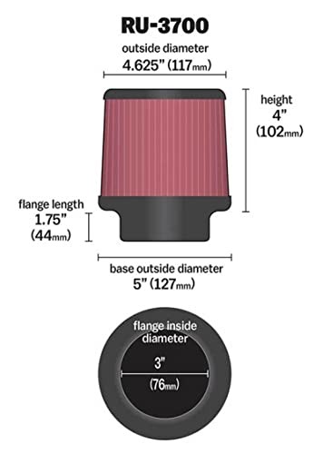 High-Flow Original Lifetime Universal Clamp-On Air Filter: High Performance,