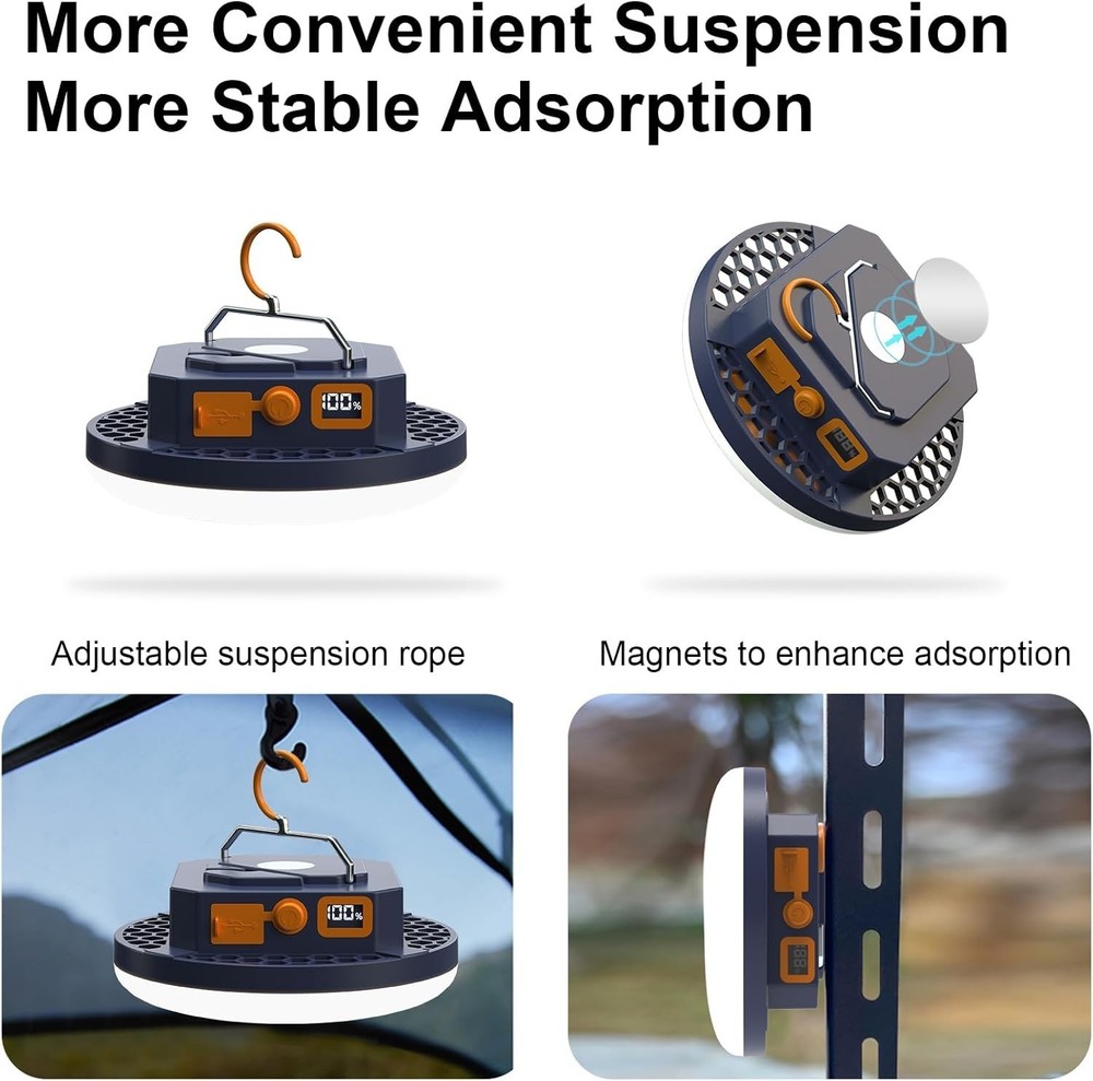 LED Flashlight & Camping Lantern Combo - Power Display & Emergency Light