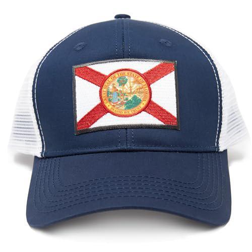 Florida State Flag Trucker Cap, Baseball, Snapback (Navy)