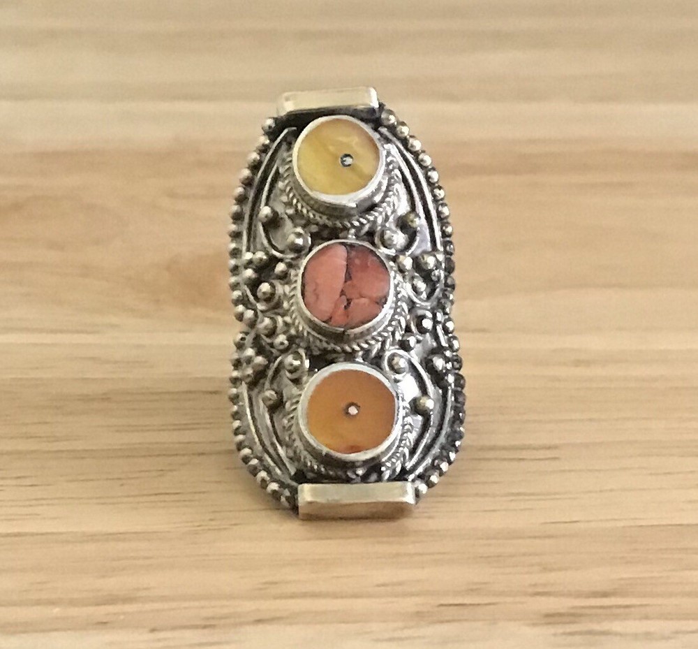 Vintage Coral Lapis Ring