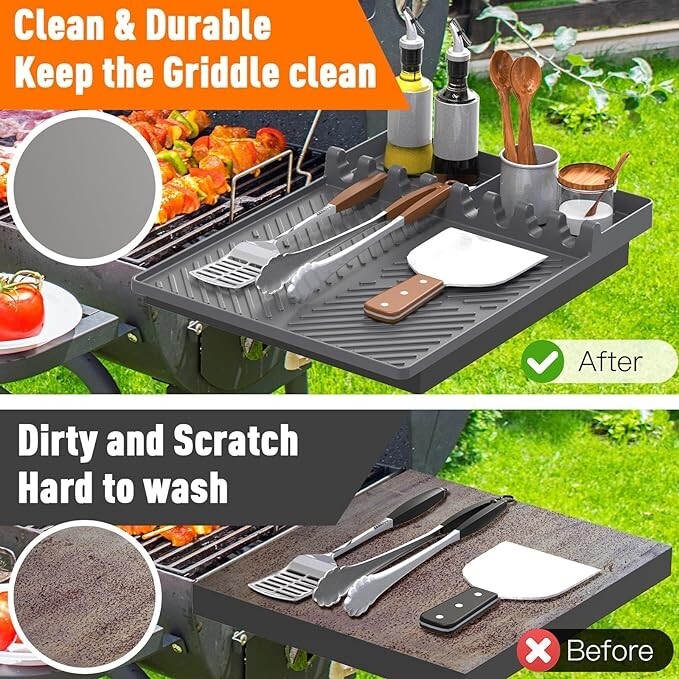 Silicone Grill Mat Compatible with Blackstone, Silicone Griddle Tools Mat with D