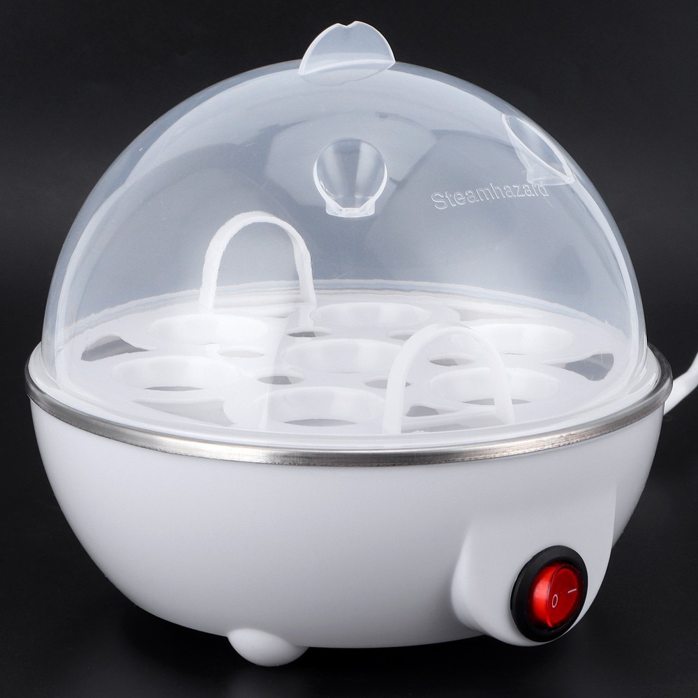 Mini Single-Layer Egg Cooker White 110V US Plug Multifunctional