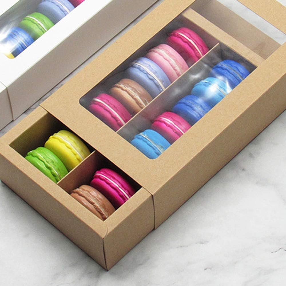 25 Count Kraft Macaron Boxes - Perfect for Displaying Mini Desserts with Window
