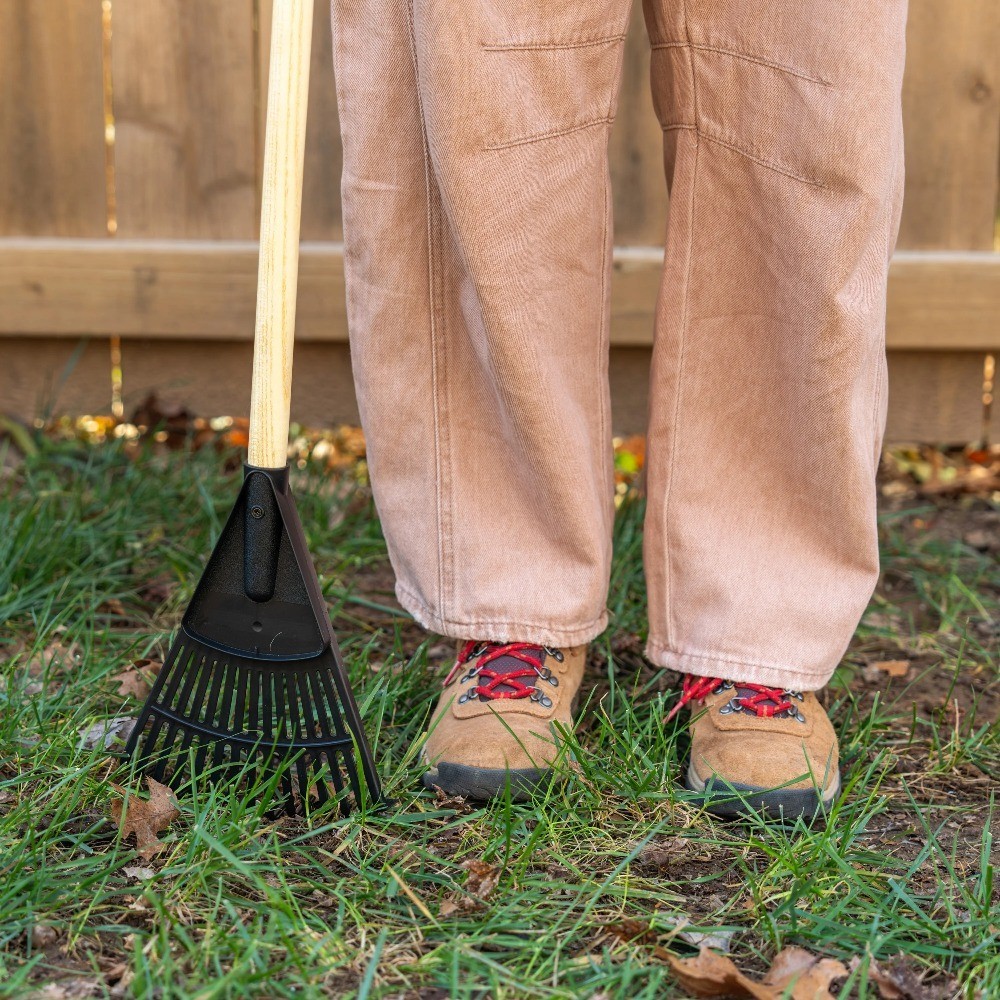 8-inch Wood and Poly Shrub Leaf Rake