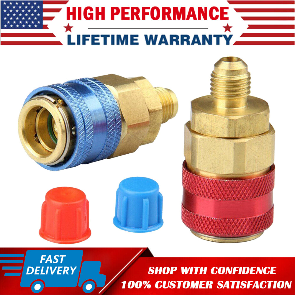 A/C Quick Coupler Adapter Adjustable High Low Side AC HVAC Freon Conversion Kit