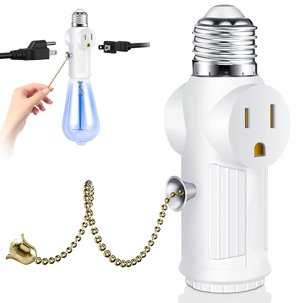 E26/E27 Light Socket to Plug Adapter 2/3 Prong Light Bulb Outlet Plug Converter