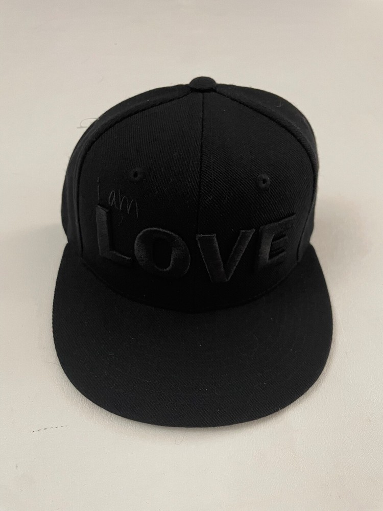I Am Love Graphic Black Snapback Hat One Size