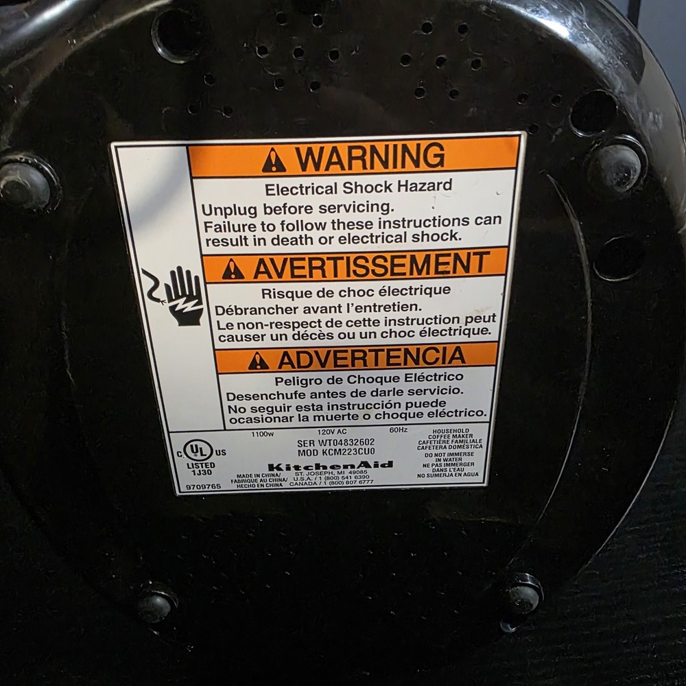 Kitchen Aid Programable 12 Cup Coffee Maker Silver KCM2220B0 Parts Only!