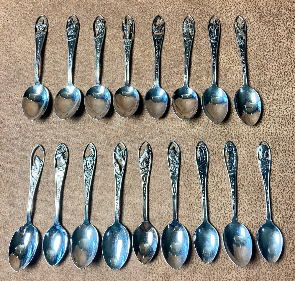 17 Stainless State Souvenir Spoons